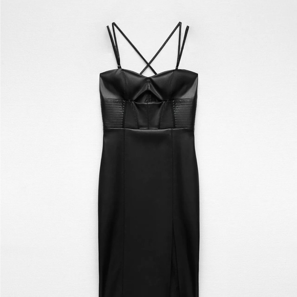 Zara Black Faux Leather Dress - Picture 3 of 6
